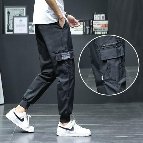 Dropshipping 2021 Hip Hop Boy Multi-pocket Harem Pants Men Streetwear Punk Casual Trousers Joggers Male Ankle-length Mens Pants
