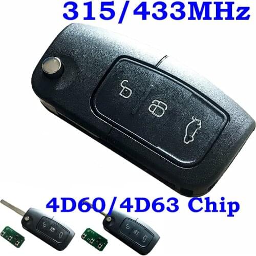 RMLKS New Remote Key Fob 3 Buttons 315MHz 433MHz 4D63 40bit ID83 4D60 80Bit Chip Fit For Ford Focus Fiesta C Max Ka HU101 Blade