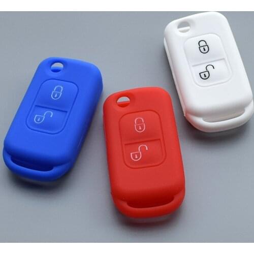 Silicone Key fob Case Cover Shell For Mercedes Benz E113 A C E S W168 W202 W203 Two 2 Button Flip Folding Remote entry Protected