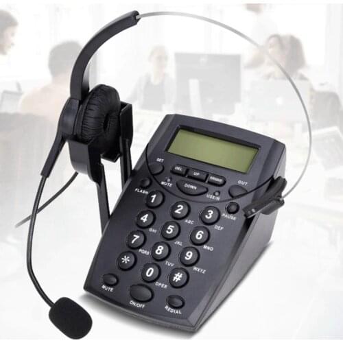 Business Telephone Customer Service Call Center Corded Headset Telephone FSK/DTMF Caller ID Display