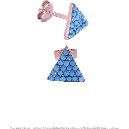 Triangle Blue Cubic Zirconia Star Cubic Zirconia Women Silver Earrings