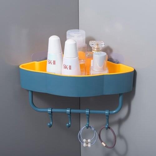 Punch-free Corner Bathroom Shelves with Hook Bathroom Accessories Shampoo Shower Shelf Holder Wall-mounted Storage Rack