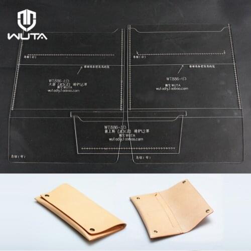 WUTA 886 Leather Craft Tools Wallet Acrylic Template Cutting Pattern Model for Beginner DIY Handmade Simple Clutch Long Purse