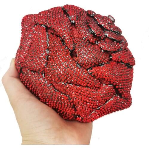Bee In Fly New Womens Rose Flower Crystals Evening Bag Alloy Diamonds Clutch Bag Purse Wedding Party Cocktail Evening Bag