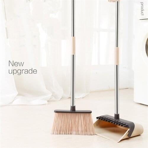 2Ps/Set Broom Dustpans Foldable Plastic Rotary Telescopic Soft Fur Broom Vertical Windproof Scraping Dustpan Home Cleaning Tools