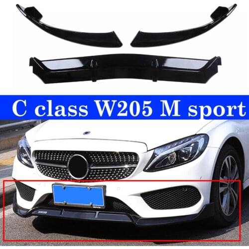 3 unids/set parachoques delantero labio divisor para Mercedes W205 C180 C200 C300 C43 W117 A18 A200 A45 W213 E300 E200 E320 ABS