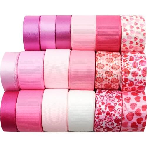 36yds/set Mix Valentine Grosgrain Satin Ribbon Set Gift Wrapping DIY Sewing Wrapping Art Sewing Bow-knot Crafts Home Ribbon