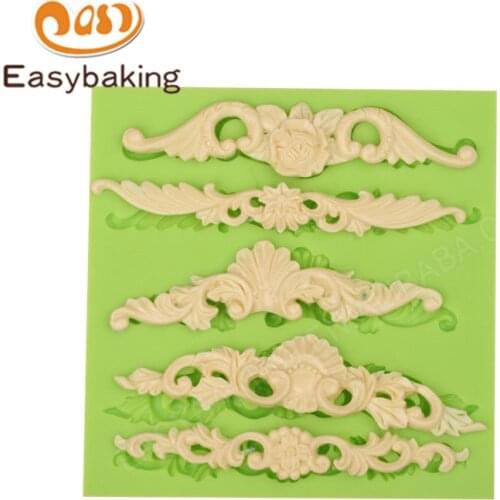 5 Cavity Silicone Mold Baroque Fondant Cake Style Kitchen Ware Chocolate Mould Baking Tools for Arts & Crafts Plaster