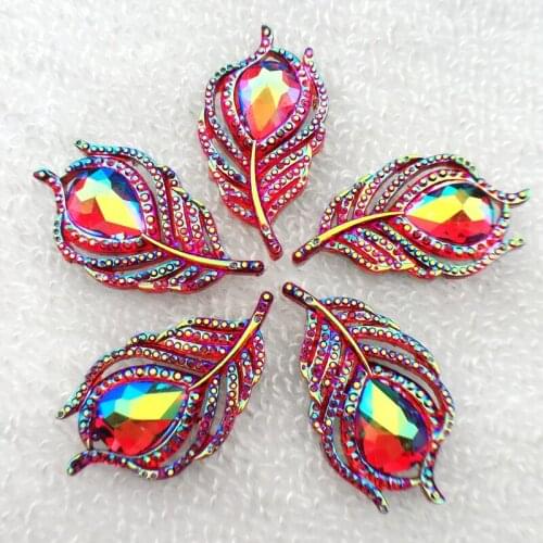 50pcs new fashion style sew on crystal rhinestones flatback leaf shape 20*38mm handsewing gem stones-B071*5