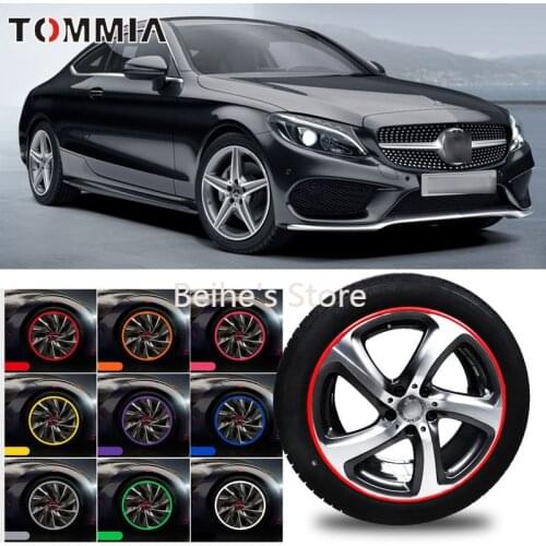8M Car Wheel Hub Rim Edge Protector Ring Tire Strip Guard Rubber Sticker Decals For Benz C200