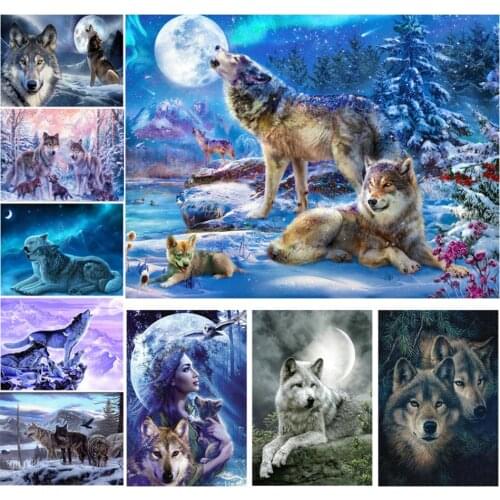 5D Diy Diamond Painting Wolf Cross Ctitch Kits Wall Sticker Diamond Mosaic Diamond embroidery diamond paint Decor