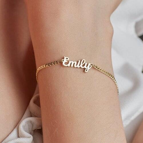 Personalized Customized Name Stainless Steel Bracelet Cuban Chain Letter Bracelet Mens and Womens Exquisite Jewelry Gift