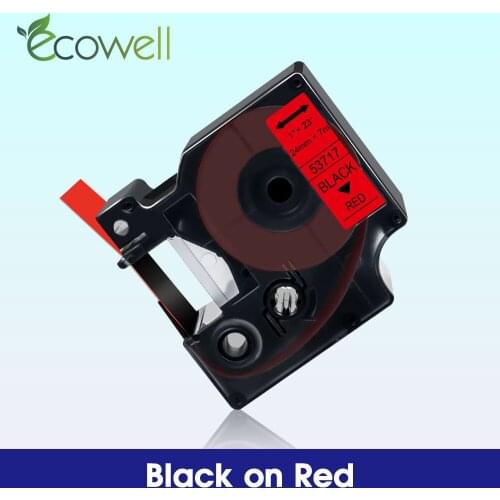 Ecowell Printer ribbon 53717 Compatible for Dymo D1 label tape 24mm*7m Black on Red for Dymo LabelWriter 450 Duo 450 Label Maker