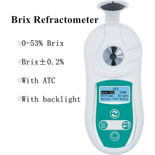 Brix Refractometer Sugar Meter 0-53% Brix Refractive Index Brix Meter Refractometer Brix Sugar Concentration High Precision