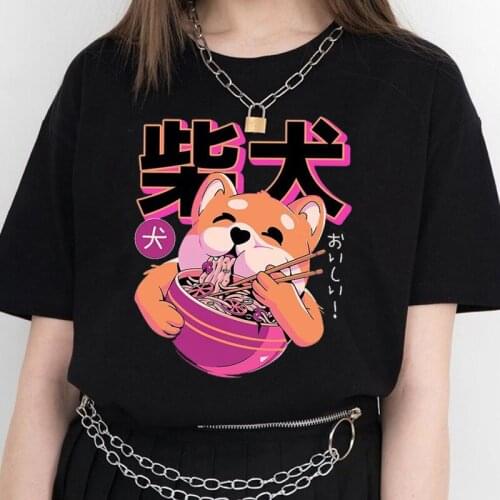 Women Tshirt Cute casual 100% cotton harajuku short sleeve dropshipping Hip hop vintage tees tops print black Kawaii clothes