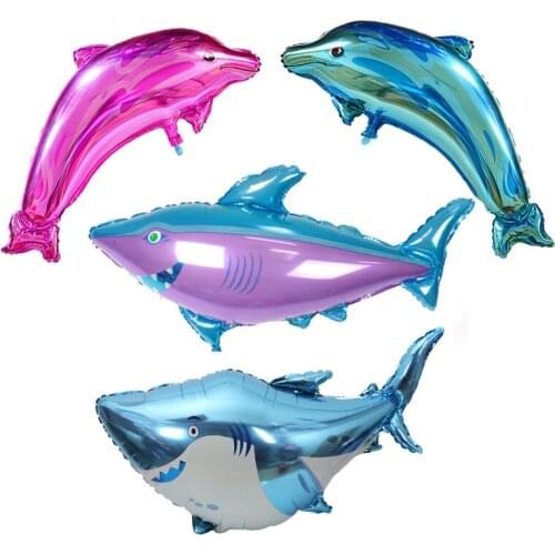 Toy balloon children shark dolphins floatable air ball sea animal party theme decoration aluminum foil balloon wholesale