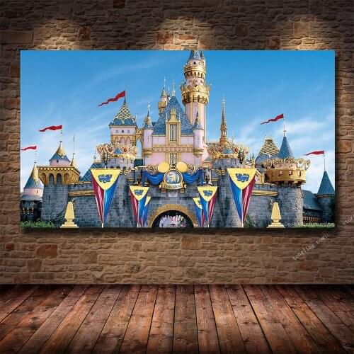 Beautiful Disney Castle Scenery HD Print Canvas Painting Living Room Bedroom Decoration Painting Childrens Room Decoration