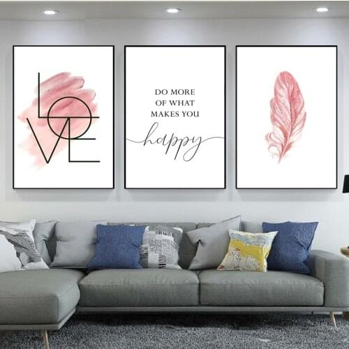 Pink Inspirational Quote Modern Canvas Painting Art Posters and Prints Cuadros Wall Art Pictures for Living Room Home Decoration