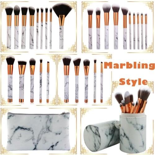 5/9/10pcs/Set Pro Marbling Makeup Brushes Powder Foundation Eye Shadow Lip Marble Make Up Beauty Tools Kit With Brush Holder/Bag