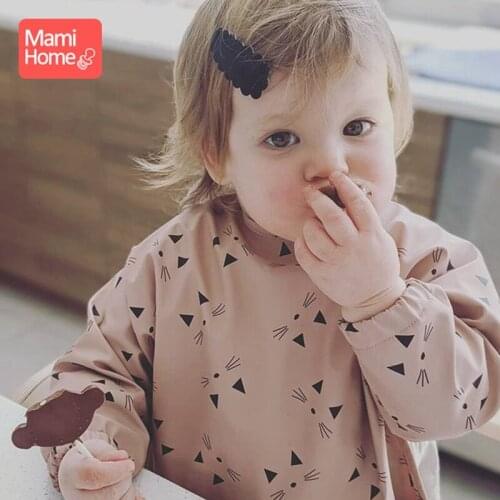 1PC Childrens Waterproof Bib Toddler Long Sleeve Art Smock for Kids Chest Protection Feeding Bibs eeding Baby Stuff Burp Cloth