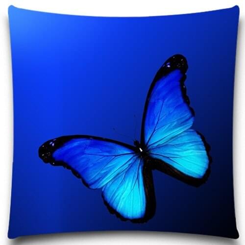 Navy Blue purple Butterfly Square Pillow Case Bedding Room Sofa Chair Home Hotel Decorative Cushion Cover