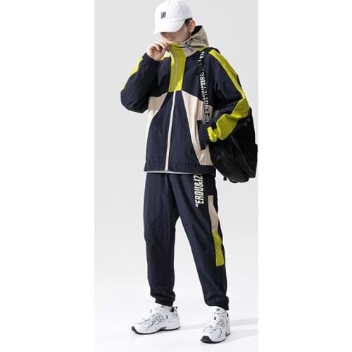 2020 New Arrival Sale Top Fashion Zipper Cotton Blends Elastic Waist Pockets Popular Logo Streets Hooded Men Casual Sport Suits