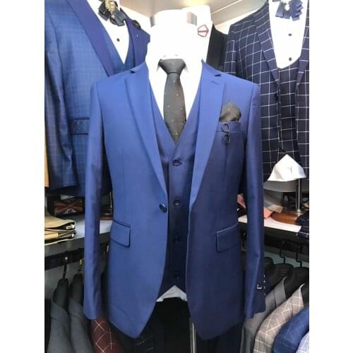 2019 Men Suit Slim Fit 3 Pieces Tuxedo Groom Groomsman Custom men suits for wedding kingsman blazer Singer stage costume