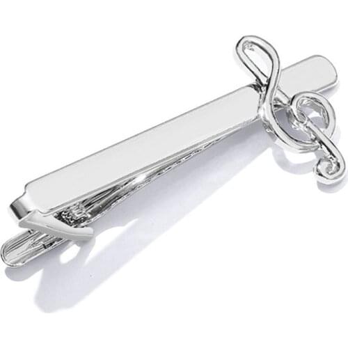 Business Tie Bar Men Tie Clip Creative Silver High-end Fashion Clips Gifts Charms Jewelry Pins Music Note Decoration Shirt N2UE