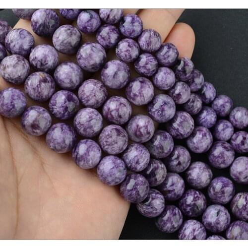 8-14mm AAAA Natural Smooth Russian Charoite Stone Round Beads DIY For Making Jewelries Bracelets