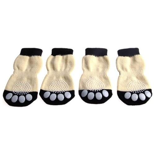 New 4pcs Pet Dog Sneakers Shoelace Pattern Non-slip Socks Paws Cover Shoes S-XL B2QB