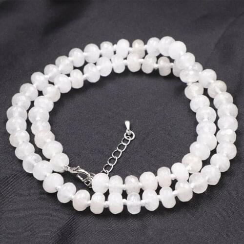 Natural Stone Beads Necklace Chain for Women Faceted Abacus 5x8mm White Jades Necklaces Choker Jewelry Elf on The Shelf 18" A776