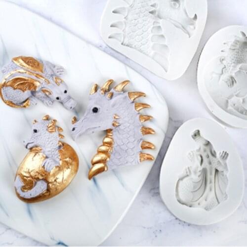 Easter Dragon Dinosaur Egg Mold Fondant Cake Decor Tool Silicone Molds Sugarcraft Chocolate Baking Tools For Cakes Gumpaste Form