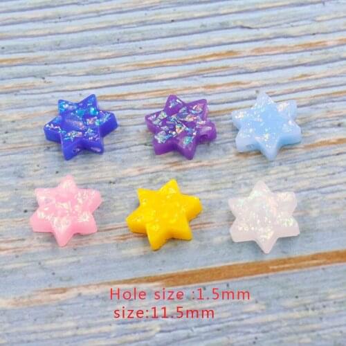 Synthetic David Star Opal Charm Many Colors Fire Opal Hexagon Bead DIYJewelry for Necklace 1.5mm Hole 20Piece/lot