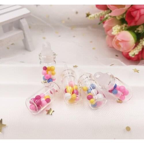 Resin Clear 3D Colorful Colored beads mini Wishing Bottle Miniature DIY children Pendant gift Home Decor Figurines Craft