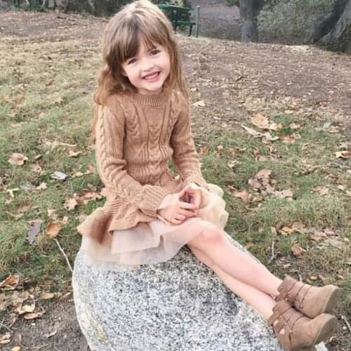 Girls Christmas Dress Thick Warm Sweater Dress Wedding Party Dresses Baby Knitted Cotton Chiffon Winter Dress For Kids Girls