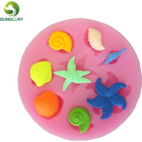 Seashell Starfish Shaped Silicone Cake Mold Fondant Silicone Mold For Baking Soap Mold Bakeware Cake Decorating Tools Color Pink
