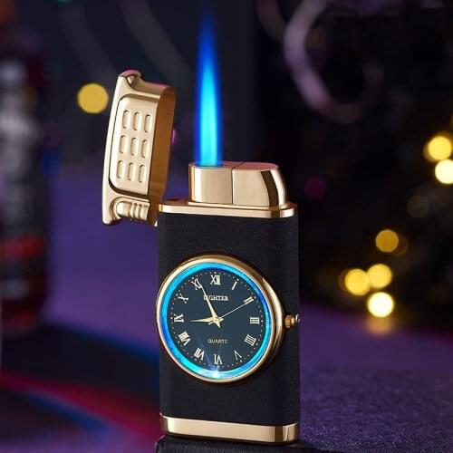 Windproof Gas Lighter Multifunctional Watch Torch Turbo Lighter Cigar Smoking Lighters Metal Cigarette Lighters Gadgets for Men