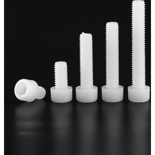 M3 M4 M5 M6 M8 White Nylon Hex Socket Head Cap Screw Plastic Hexagon Screws Bolts Length 5-50mm