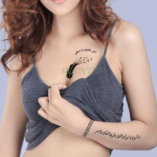 Waterproof Temporary Tattoo Sticker pattern black feather letter tatto stickers flash tatoo fake tattoos for kid girl Men women