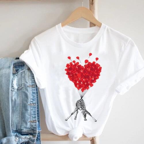 Women Love Animal Mujer Camisetas Valentines Day Spring Summer Fashion Clothes Print Tee Top Tshirt Female Graphic T-shirt