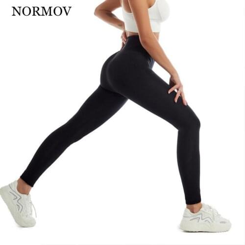 NORMOV Workout Fitness Leggings Women High Waist Breasted Belly Leggings Sport Sweat Abdomen Legging Push Up Yoga Sportswear