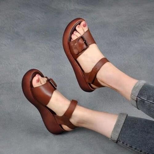 Fish Mouth Sandals Women 2021 Thick-soled Roman Shoes Soft-soled Casual Platform Shoes Heightening Beach Shoes Wedge Sandals