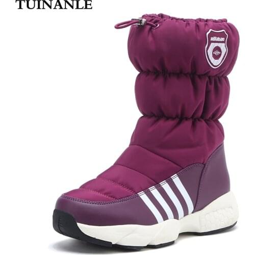 TUINANLE Winter Women Boots Casual Warm Fur Boots Quality Black Shoes Women Round Toe Wedges Snow Boots Non-slip Shoes Boots