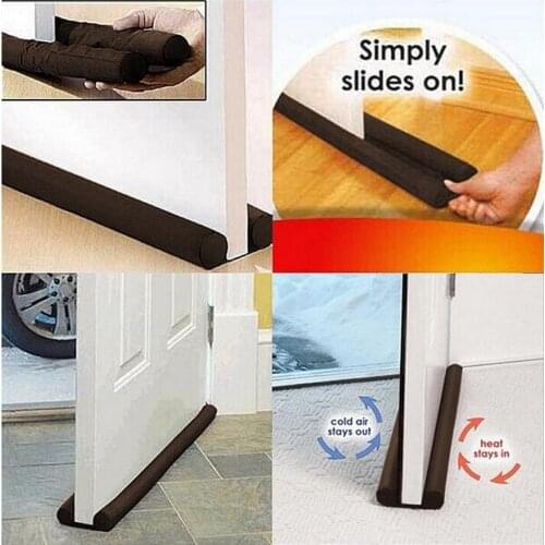 1Pcs New Hot 2019 Useful Tools Coffee Color Twin Door Decor Draft Dodger Guard Stopper Energy Save Doorstop Protector Doorstop