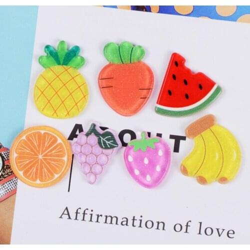 10pcs/lot Cartoon Fruits Flat back Resin Cabochons for Bows Accessories Flatback Cabochon Fit Phone Decor DIY Scrapbooking