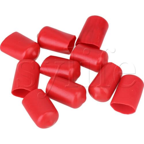 10pcs Soft Rubber Round Caps Screw Thread Protector Red Insulating Sleeve 12mm