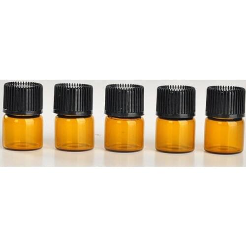 1000pcs/lot 1 ML Amber Glass Bottle 1CC Amber Sample Vial Small Essential Oil Bottle Wholesale