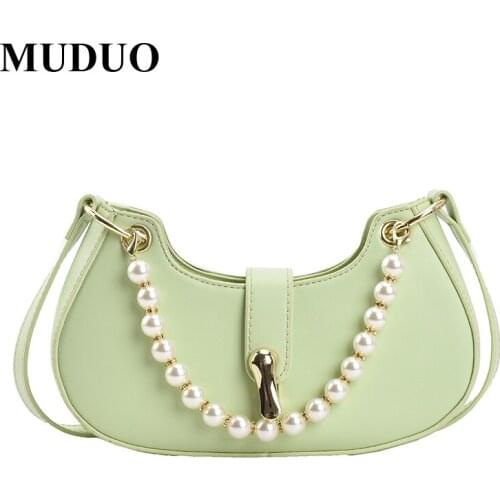 2021 Elegant Women Solid Color Shoulder Bags Soft PU Leather Underarm Bag Female Thick Acrylic Chain Bag Purses bolso mujer