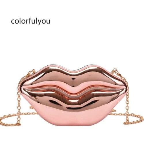 2021 Red Lip Styling Party Wedding Clutch Evening Bag for Women Fashion Purses and Handbags Female Shoulder Chain Crossbody Bags