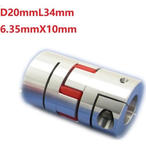 1pcs 6.35x10 D20L34 Aluminium Shaft Plum Coupling Motor Connector Flexible shaft CNC Parts